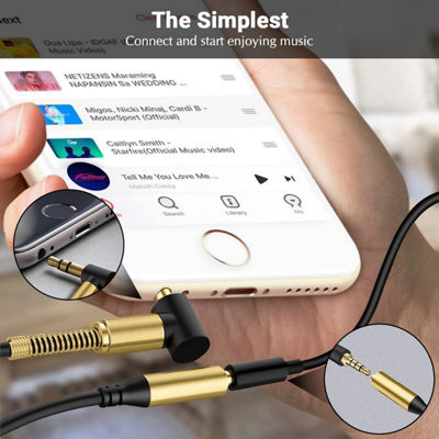 AUX Extension Cable 2M, 3.5mm Right Angle Gold Plated Jack Auxiliary ...