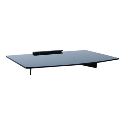 AV Black Glass Wall Mounted Shelf 360x252mm