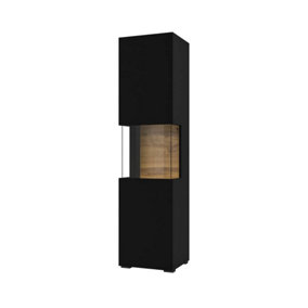 Ava 05 Black Matt Tall Display Cabinet - W360mm x H1400mm x D300mm - Sleek Organisational Style