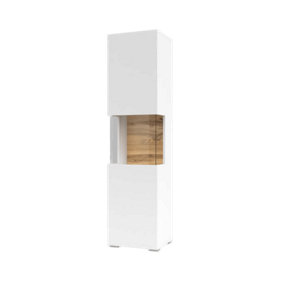 Ava 05 Minimalist Tall Display Cabinet in White Matt - W360mm x H1400mm x D300mm