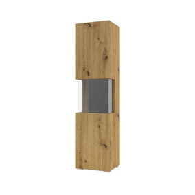 Ava 05 Tall Display Cabinet - Sleek Minimalist Design in Oak Artisan with Universal Door - W360mm x H1400mm x D300mm