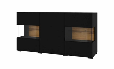 Ava 25 Black Matt Display Sideboard Cabinet - W1200mm x H620mm x D350mm - Stylish Storage Solution