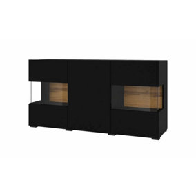Ava 25 Black Matt Display Sideboard Cabinet - W1200mm x H620mm x D350mm - Stylish Storage Solution