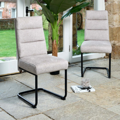 Ava Dining Chair - Biscuit (Set of 2) with Cantilever Base and Handle on the Back