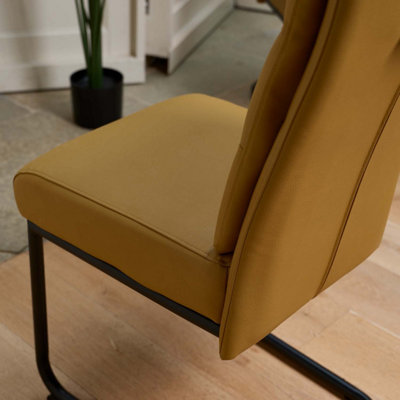 Ava Dining Chair - Mustard Faux Leather (Set of 2) Cantilever Base with Back Handle and Pocket Sprung Seat