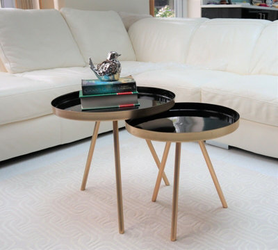 Ava Gold and Black Metal Nest Of 2 Table