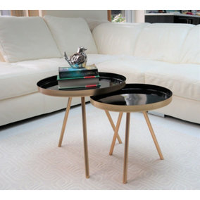 Ava Gold and Black Metal Nest Of 2 Table