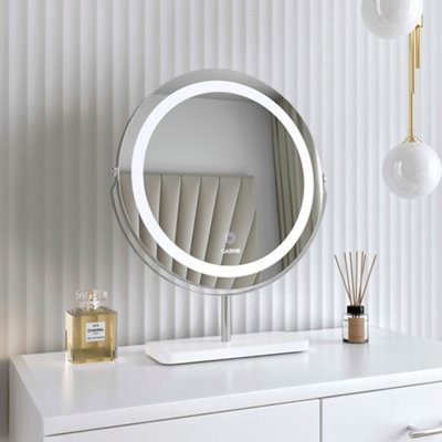 Ava Silver Marble Touch Sensor LED Light Mirror