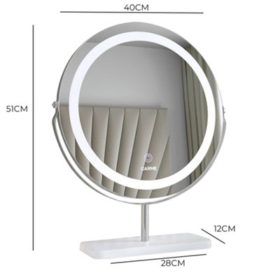 Ava Silver Marble Touch Sensor LED Light Mirror
