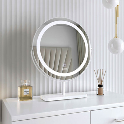 Ava White Marble Touch Sensor LED Light Mirror