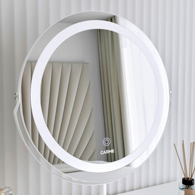 Ava White Marble Touch Sensor LED Light Mirror