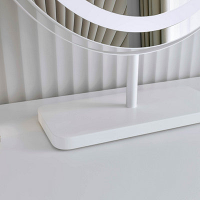 Ava White Marble Touch Sensor LED Light Mirror