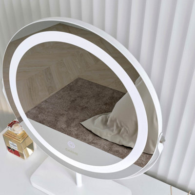 Ava White Marble Touch Sensor LED Light Mirror
