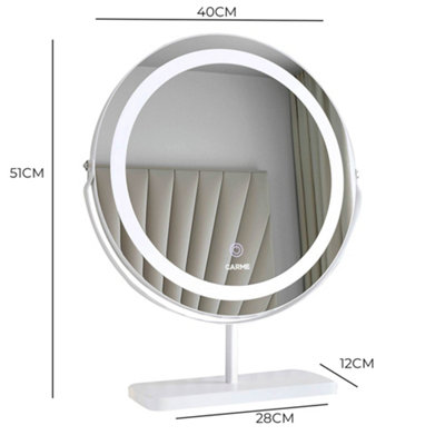 Ava White Marble Touch Sensor LED Light Mirror