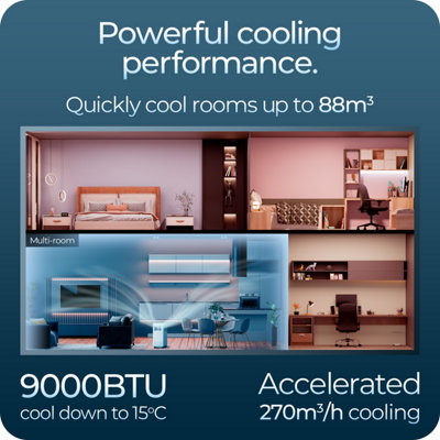 Avalla S-220 Portable 3-in-1 Air Conditioner: 24L Dehumidifier, 2600W Industrial Class 9000BTU, Huge 88m3 Coverage for Multi-Rooms