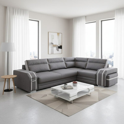 Avatar corner sofa bed with pouffe cocktail cabinet foam cushions ...
