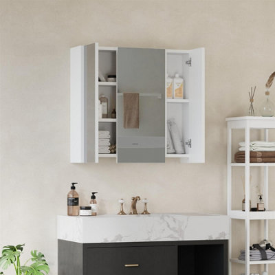 AVC Designs White Bathroom Wall Cabinet Storage Cupboard Mirror Wall ...