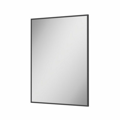 Aveli 700 x 500mm Black Wall Mounted Bathroom Mirror Framed Rectangular Modern Glass