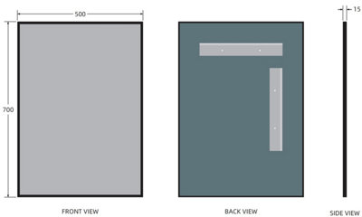 Aveli 700 x 500mm Black Wall Mounted Bathroom Mirror Framed Rectangular Modern Glass