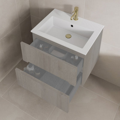 Aveli 810 x 460mm Bathroom Recessed Basin Sink Modern 1 Tap Hole White Stone Resin