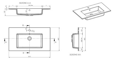 Aveli 810 x 460mm Bathroom Recessed Basin Sink Modern 1 Tap Hole White Stone Resin