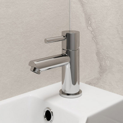 Aveli Basin Mixer Tap Cloakroom Mini Bathroom Sink Taps Lever Chrome Slotted Waste