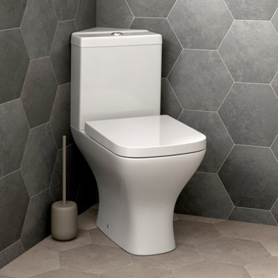 Aveli Bathroom Corner Toilet Close Coupled Space Saving WC Pan Soft Close Seat Cistern