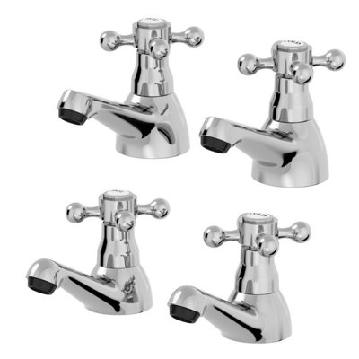 Aveli Bathroom Traditional Matching Taps for Bath & Basin Sink Cross ...