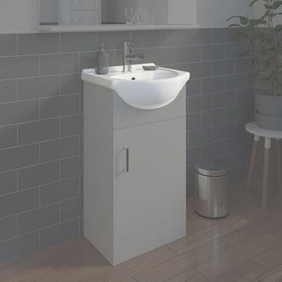 Aveli Bathroom WC Basin 450mm Compact Sink Single Tap Hole White BASIN ONLY