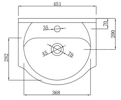 Aveli Bathroom WC Basin 450mm Compact Sink Single Tap Hole White BASIN ONLY