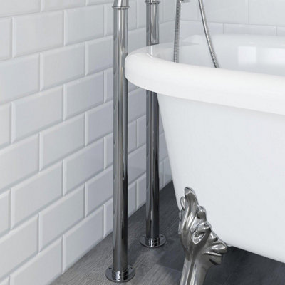 Aveli Chrome Freestanding Stand Pipes & Shrouds for Traditional Freestanding Bath Taps