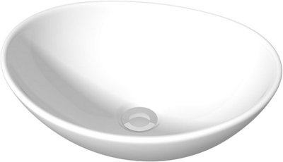 Aveli Countertop Basin Sink Bathroom Vanity Wash Oval Curved White Modern 410x330mm
