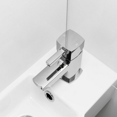 Aveli Modern Mini Mono Basin Sink Mixer Tap Small Lever Handle Square Chrome Cloakroom