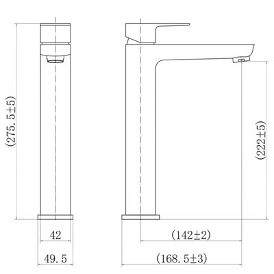 Aveli Tall Basin Mixer Tap - High Rise Countertop Square Single Lever - Brushed Brass