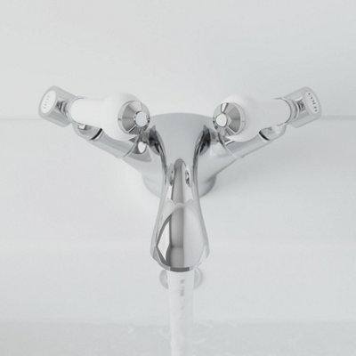 Aveli Traditional Basin Mixer Tap Sink Bathroom Monobloc Chrome Ceramic Lever Handles