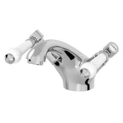 Aveli Traditional Basin Mixer Tap Sink Bathroom Monobloc Chrome Ceramic Lever Handles