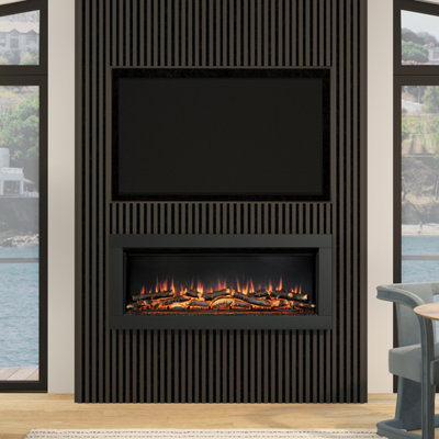 Avella Grande Matt Black Inset Wall Mounted Electric Fire