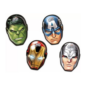 Avengers emble Face Party Plates (Pack of 4) Multicoloured (One Size)