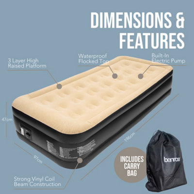 Avenli 88080 High Raised Twin Sized Flocked Airbed With Built-In Pump