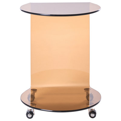 Avenue Brown Glass Side Table 57 x 45 cm on Wheels - Minimalist Half ...