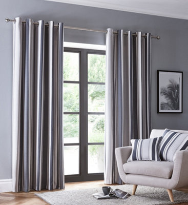 Avenue Charcoal Eyelet Curtains 66 X 72 | DIY At B&Q