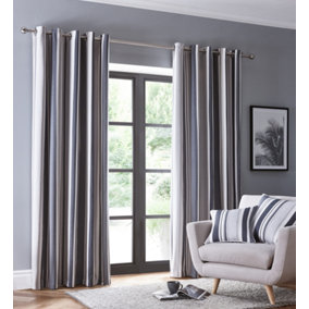 Avenue Charcoal Eyelet Curtains 66 x 90