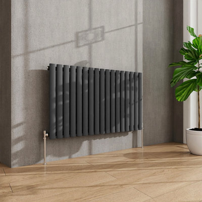 AVER-GROWTH Anthracite Radiator Horizontal Oval Column Single Panel Rad ...