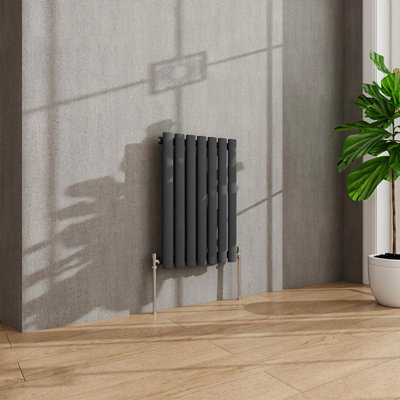 AVER-GROWTH Anthracite Radiator Horizontal Oval Column Single Panel Rad ...