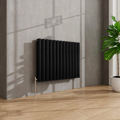 AVER-GROWTH Black Radiator Horizontal Oval Column Double Panel Rad ...
