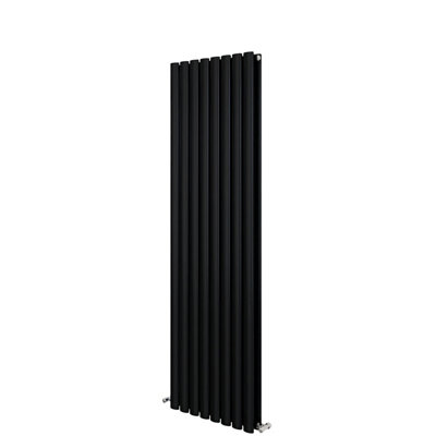 AVER-GROWTH Black Radiator Vertical Oval Column Single Panel Rad 1600x472mm