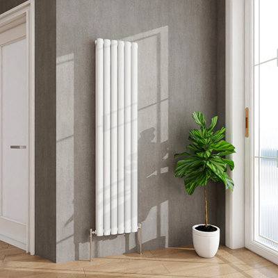 Modern Vertical Double Panel Radiator 1600x590mm - White Column Heater For Bathroom, Kitchen, Bedroom