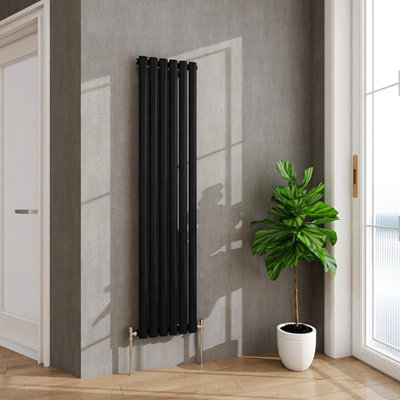 AVER-GROWTH Radiator Vertical Oval Column Single Panel Rad 1600x354mm Black
