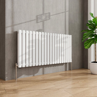 AVER-GROWTH White Radiator Horizontal Oval Column Double Panel Rad