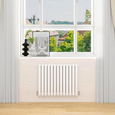 AVER-GROWTH White Radiator Horizontal Oval Column Single Panel Rad